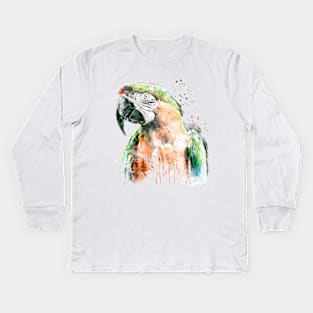 Military Macaw Parrot Head Kids Long Sleeve T-Shirt